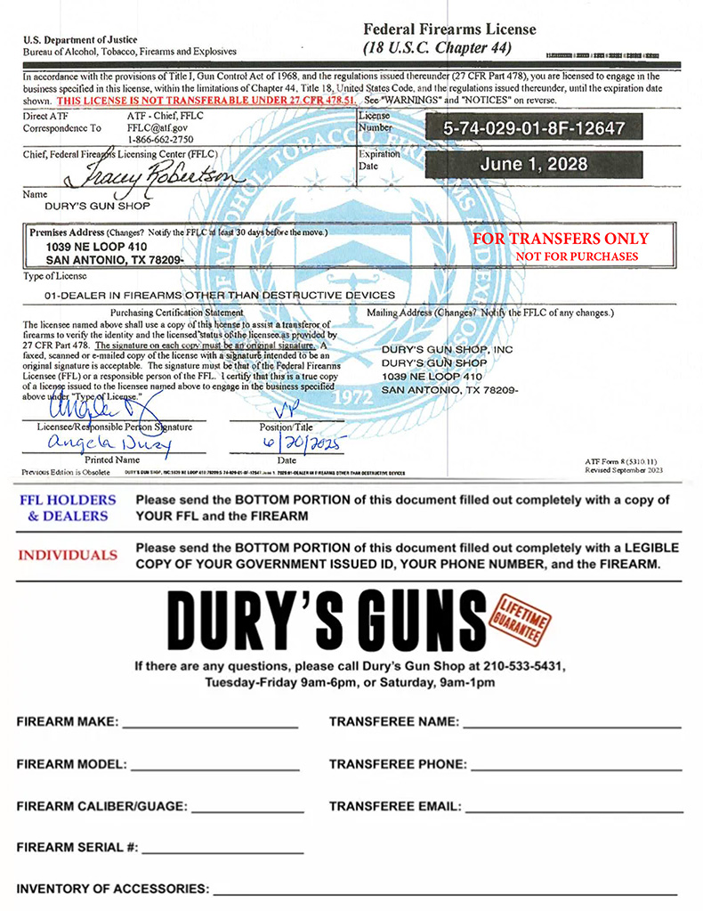 01 FFL LICENSE FOR 1039