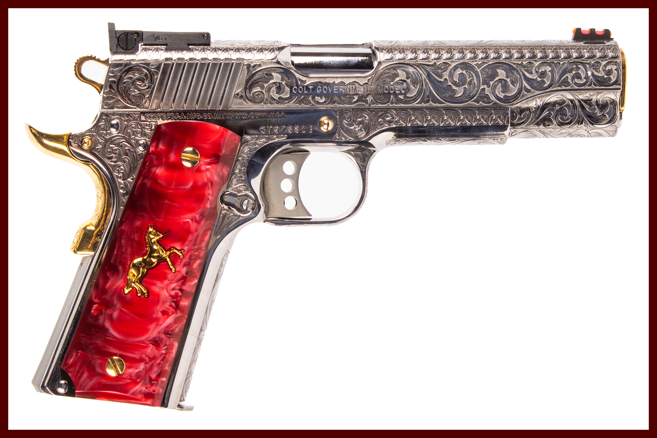 COLT 1911 GOLD CUP LITE SCROLL ENGRAVED 38SUPER